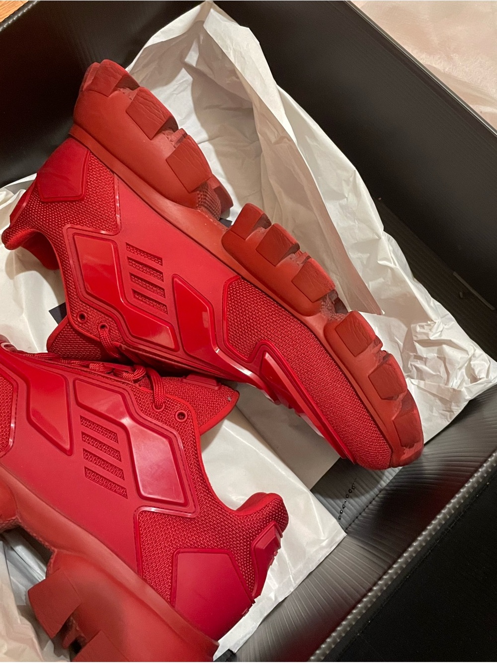 Prada Bright Red Sporty Cloudbust-Style Sneakers - Picture 2 of 10